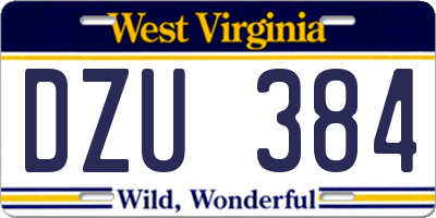 WV license plate DZU384