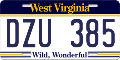 WV license plate DZU385