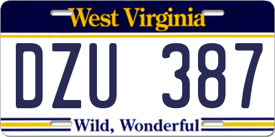 WV license plate DZU387