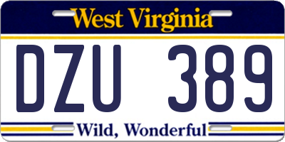 WV license plate DZU389