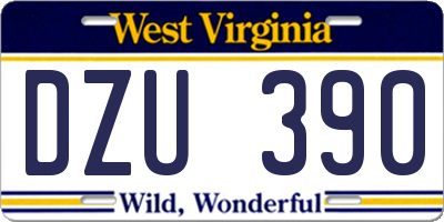 WV license plate DZU390