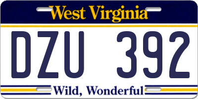 WV license plate DZU392