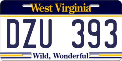 WV license plate DZU393