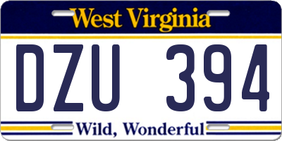 WV license plate DZU394