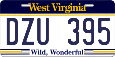 WV license plate DZU395