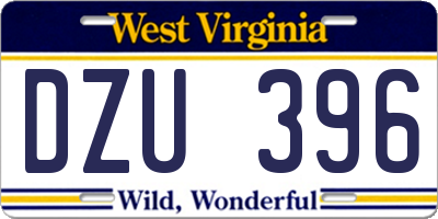 WV license plate DZU396