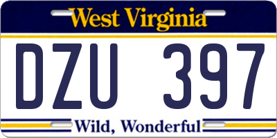 WV license plate DZU397