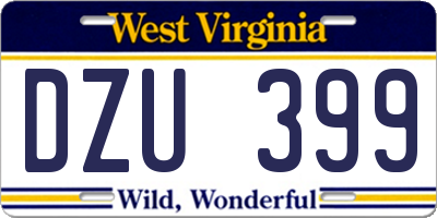 WV license plate DZU399