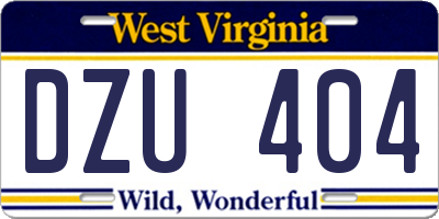 WV license plate DZU404