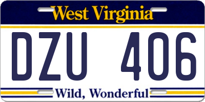 WV license plate DZU406