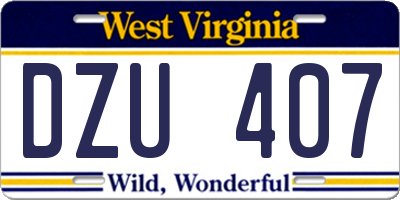 WV license plate DZU407