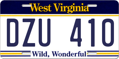 WV license plate DZU410