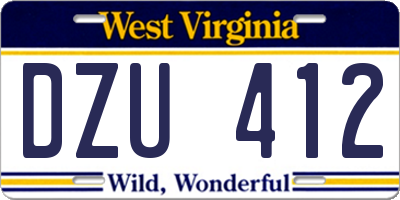 WV license plate DZU412