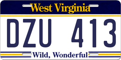 WV license plate DZU413