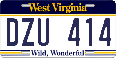 WV license plate DZU414