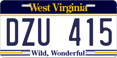 WV license plate DZU415