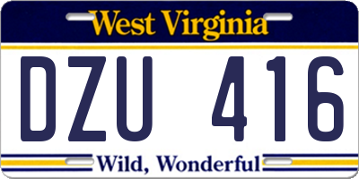 WV license plate DZU416