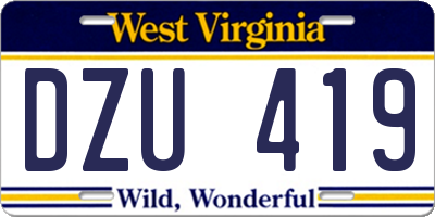 WV license plate DZU419