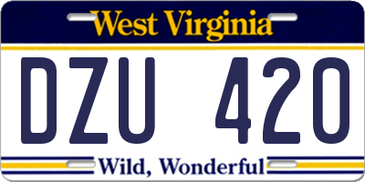 WV license plate DZU420