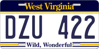 WV license plate DZU422