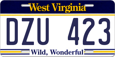 WV license plate DZU423