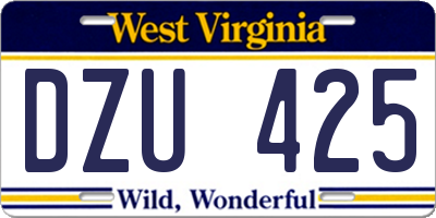 WV license plate DZU425