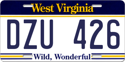 WV license plate DZU426