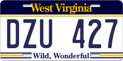 WV license plate DZU427