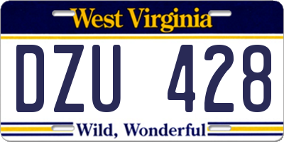 WV license plate DZU428