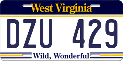 WV license plate DZU429