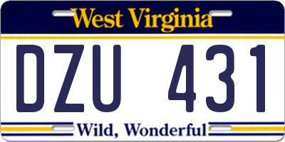 WV license plate DZU431