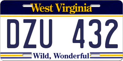 WV license plate DZU432