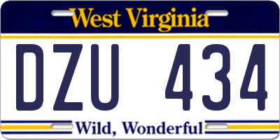 WV license plate DZU434