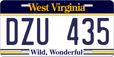 WV license plate DZU435