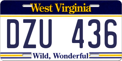 WV license plate DZU436