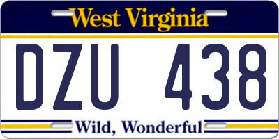 WV license plate DZU438