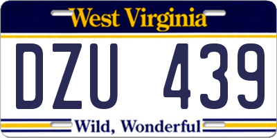 WV license plate DZU439