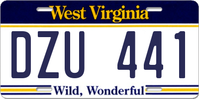 WV license plate DZU441