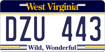 WV license plate DZU443