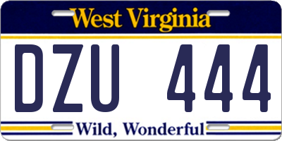 WV license plate DZU444