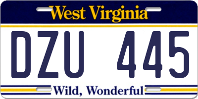 WV license plate DZU445