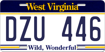 WV license plate DZU446