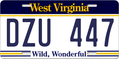 WV license plate DZU447