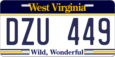 WV license plate DZU449