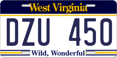 WV license plate DZU450