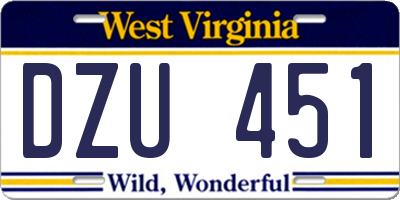 WV license plate DZU451