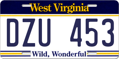 WV license plate DZU453