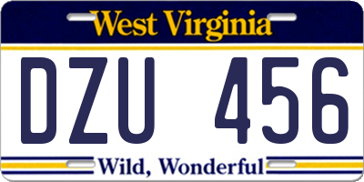 WV license plate DZU456