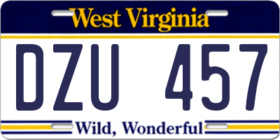 WV license plate DZU457