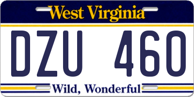 WV license plate DZU460